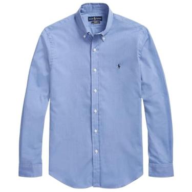Imagem de Polo Ralph Lauren Camisa esportiva masculina sólida popelina (G, BlueEndtoEnd), Azul