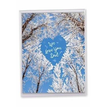 Imagem de NobleWorks, Sky Hearts - Cartão de aniversário jumbo para papai, pais (8,5 x 11 polegadas) - Cartão de paisagem de neve para festas de aniversário, com envelope J3507BFG-US