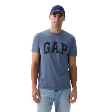 Imagem de GAP Camiseta masculina com logotipo macio para uso diário, Bainbridge azul, PP