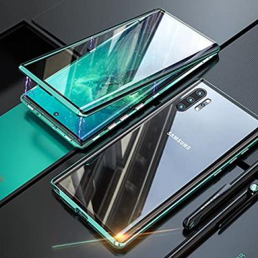 Imagem de Capa de vidro protetora 360 para Samsung Galaxy S23 S22 Ultra S21 S20 FE S9 S10 Note 8 9 10 20 Lite Plus A72 Capa traseira magnética, verde, para S21