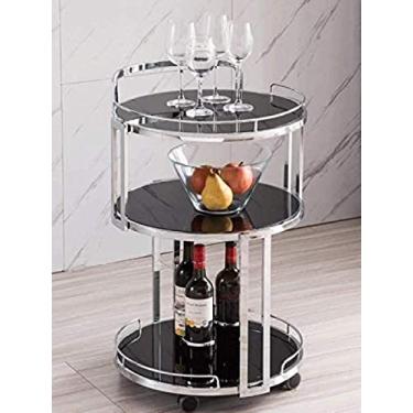 Imagem de Carrinho de servir, carrinho de cozinha, bar, armário sobre rodas, vinho, hotel, chá, bebida, preto prateado