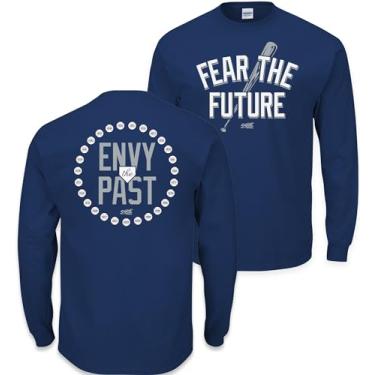 Imagem de Camiseta Fear The Future - Envy The Past para fãs de beisebol de Nova York (SM-5GG), Manga comprida azul-marinho, 5G