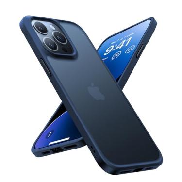 Imagem de TORRAS Capa à prova de choque para iPhone 15 Pro Max, [Teste de queda de grau militar de 3,5 m], capa de telefone rígida fosca fina e translúcida para capa de telefone 15 Pro Max 5G Guardian, azul