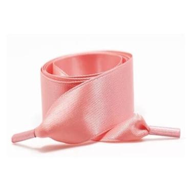 Imagem de Silk Satin Ribbon Shoelaces Width Flat Shoelace Boots Sneakers Colourful Laces For Shoes Accesories (Color : Watermelon red, Size : 120cm)