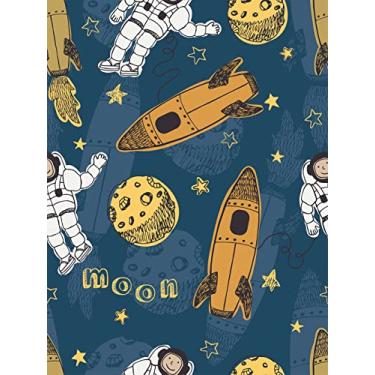 Imagem de Qoubao Descole e cole papel de parede astronauta espacial para meninos crianças sala de aula berçário quarto decalque autoadesivo vinil planeta foguete crianças contato papel de parede forro rolo 43 x