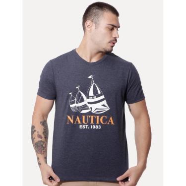 Imagem de Camiseta Nautica Masculina Sailboat Logo Serif Azul Marinho Mescla-Masculino