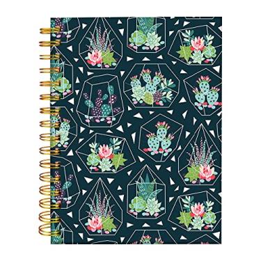 Imagem de iampanda Caderno espiral de jornal, encadernação de fio duplo forte bonito com papel premium para mulheres e mulheres, 60 folhas A5 Caderno/diário pautado universitário, perfeito para presentes de casa de escritório escolar, cacto suculentas tropicais elegantes
