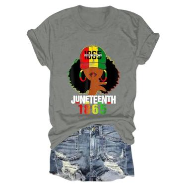 Imagem de Juneteenth Camiseta feminina Black History Emancipation Day Shirt 1865 Celebrate Freedom Tops Graphic Summer Casual, A1a-cinza, 3G