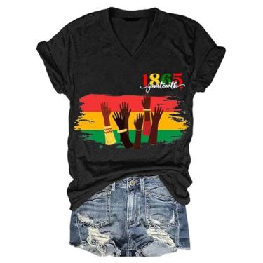 Imagem de Juneteenth Camiseta feminina Black History Emancipation Day Shirt 1865 Celebrate Freedom Tops Graphic Summer Casual, A1n-preto, XXG