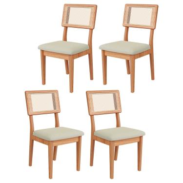 Imagem de Kit 4 Cadeiras Estofadas com Encosto de Tela Freijó em 100% MDF Cesare Escuro Dalla Costa