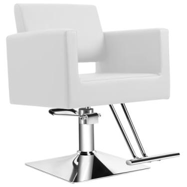 Imagem de Cadeira de salão de barbeiro de cabeleireiro, capacidade de 150 kg - com bomba hidráulica resistente, equipamento de beleza de spa ajustável giratório de 360°, cabeleireiro feminino para barbearia,