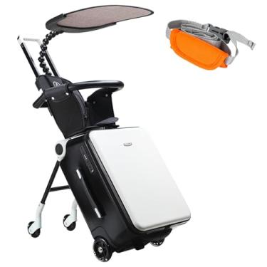 Imagem de Bagagem expansível com rodas giratórias LemoHome Malas grandes com design de assento infantil, bagagem rígida para mulheres e homens, bagagem de mão rígida de 50 cm para viagens, big