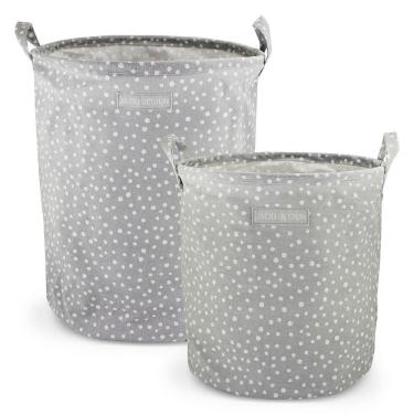 Imagem de Conjunto De Cesto Para Roupa M E G Cinza - Bolinha
