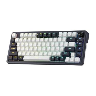 Imagem de Teclado mecânico para jogos Redragon K673 PRO 75% Gasket RGB sem fio, compacto, 81 teclas, 3 modos, soquete hot-swap, controle de botão e almofadas com absorção de ruído, interruptor vermelho linear