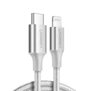 Imagem de Cabo de Dados Lightning para Usb C Macho 2M Prata Certificação Mfi Conexão Plug and Play Revestimento em Nylon Taxa de Velocidade Transferência de 480Mbps MPOWER
