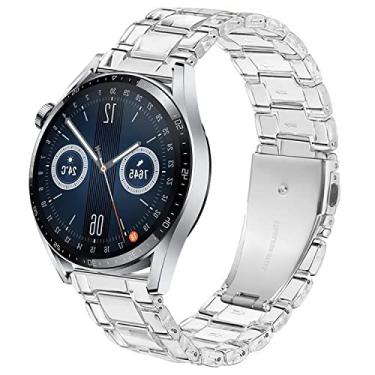 Imagem de DEALELE Pulseiras compatíveis com Galaxy Watch de 46 mm/Galaxy 3 de 45 mm, pulseira de resina colorida de 22 mm para Samsung Gear S3 Frontier/Classic/Huawei Watch 3/3 Pro/GT2 de 46 mm, transparente