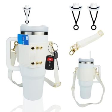 Imagem de Good Haus Chapéu de cowboy para Stanley, chapéu de cowboy de silicone, capas de palha para copo Stanley 30 copo de 1,134 g, tampas de canudo reutilizáveis para acessórios de copo Stanley (branco +