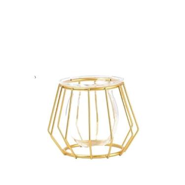 Imagem de Estação de propagação de vidro com moldura de metal, vaso de tubo de ensaio para planta hidropônica, vaso de flores de metal, vaso de ensaio, garrafas decorativas de centro de mesa para decoração de