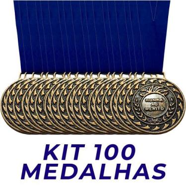 Imagem de Kit 100 Medalhas Honra Ao Mérito Ouro Prata Bronze Esportiva - Crespar