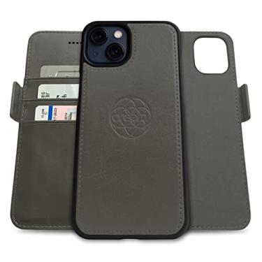 Imagem de Capa Carteira Dreem Fibonacci p/iPhone 13 Mini, 2-em-1, case antichoque, couro vegano, capa removível, compatível com acessórios MagSafe. Proteção RFID. Design para homens e mulheres [Cinza]