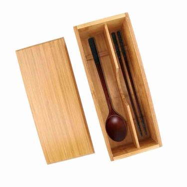 Imagem de Porta-pauzinhos caixa de armazenamento para hashis japoneses, palitos, colheres, caixas de armazenamento de bambu