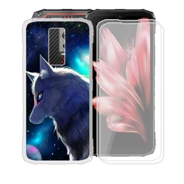 Imagem de AQGGIIXY Capa de telefone para Doogee Blade 10 (16.7 cm), com 2 x protetores de tela de vidro temperado, capa ultrafina transparente de TPU macio antiarranhões à prova de choque para Doogee Blade 10 -