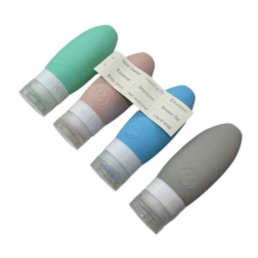 Imagem de Kit 4 Frascos De Silicone 90ml Para Viagem Portátil Shampoo Creme Cosméticos Recipientes Reutilizáveis