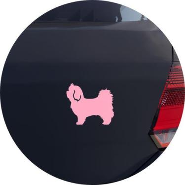 Imagem de Adesivo de Carro Cachorro Raça Maltês - Cor Rosa Claro - Melhor Adesiv
