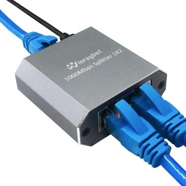 Imagem de Divisor Ethernet, adaptador LAN de rede de 1 a 2 portas, divisor Ethernet, adaptador LAN de rede de 1000 Mbps para cabo Cat 5/6/7/8, (divisor Ethernet de 1 GB 1 a 2)