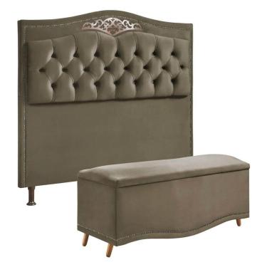 Imagem de Conjunto Cabeceira E Calçadeira Holanda 195 Cm Marrom Castor Speciale Home Marrom