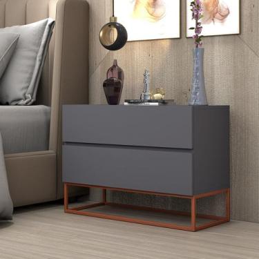Imagem de Criado Eros 60 cm Cinza Estilo Industrial Pés De Ferro - LCN Moveis