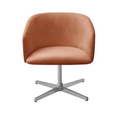 Imagem de Poltrona Decorativa Atenas Cadeira Giratória Pé Metal Fixo - Bella Dec