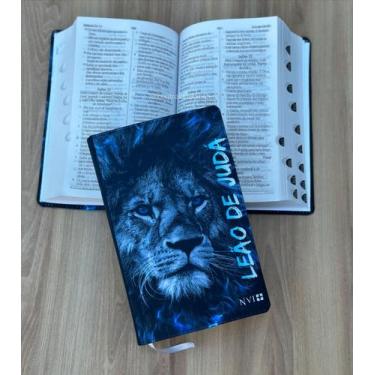 Imagem de Bíblia NVI Leão de Judá Azul - com índice Letras Grandes