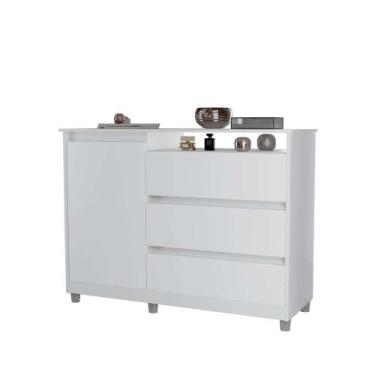 Imagem de Cômoda Quarto Gaveteiro Organizadora Multiuso 3 Gavetas e 1 Porta Sky 