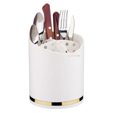 Imagem de Escorredor Porta Talheres Utensílios De Bancada Pia Cozinha Dourado - 