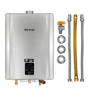 Imagem de Aquecedor de Água a Gás Rinnai E17 FEH 17 Litros Prata Gás GLP + Kit L