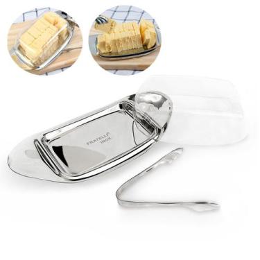 Imagem de Manteigueira Inox com Tampa Acrílico e Pegador Porta Manteiga - FRATEL