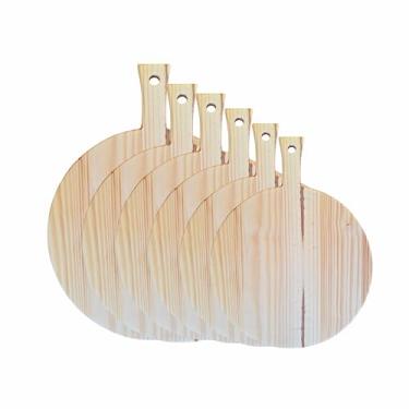 Imagem de Kit Tábua para Pizza Redonda com Cabo em Madeira de Pinus Natural com Óleo Mineral - Tamanhos Variados Cor:PINUS NATURAL