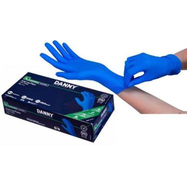 Imagem de Luva Nitrílica Sensiflex Ultra Danny Sem Talco Azul Escuro Cano Longo 