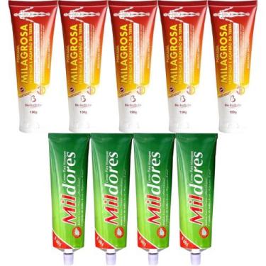 Imagem de Kit 5 Pomada Massageadora Milagrosa 150g + 4 Creme Para Massagem Mil D