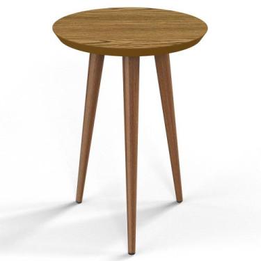 Imagem de Mesa Lateral Redonda Pés Madeira Luna 440 Cumarú - Patrimar Móveis, Cu