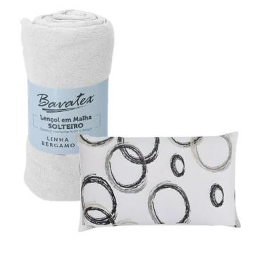 Imagem de Jogo Lençol Solteiro Malha Algodão Elástico 2 Peças Branco Bavatex