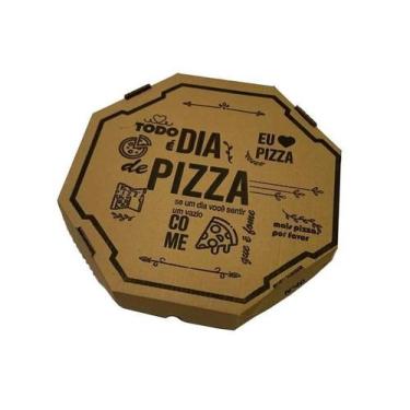 Imagem de Caixa De Pizza Papelão Montável Oitavada 45Cm Estampada C/25