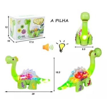 Imagem de Dinossauro Engrenagem Boneco Com Música E Luzes Anda Mexe - toys
