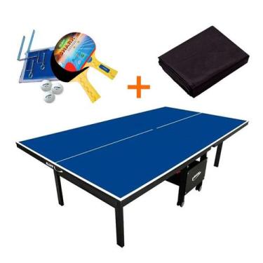 Imagem de MESA PING PONG MDF 18MM - KLOPF 1084 + KIT TÊNIS DE MESA - 5031 + Capa