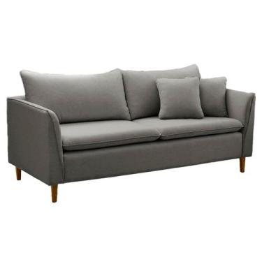 Imagem de Sofá Pequeno Namoradeira 2 Lugares 1,44m Living Kassia Linho Cinza Lan