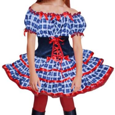 Imagem de Vestido Infantil e Juvenil de Festa Junina Luxo Super Rodado Com Corse