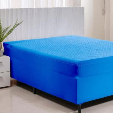 Imagem de Protetor Capa De Colchão Impermeável Para Box Conjugado Casal Azul roy