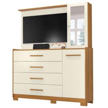 Imagem de Cômoda Ilhabela com Painel para TV 4 Gavetas 2 Portas e Espelho Albatr