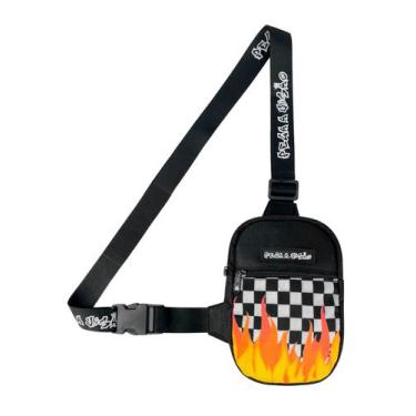Imagem de Mini Bolsa Lateral Shoulder Bag Masculina Pega a Visão Fogo Xadrez PV 